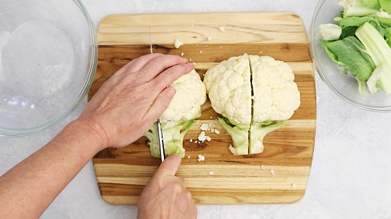 cleaning the cauliflower
